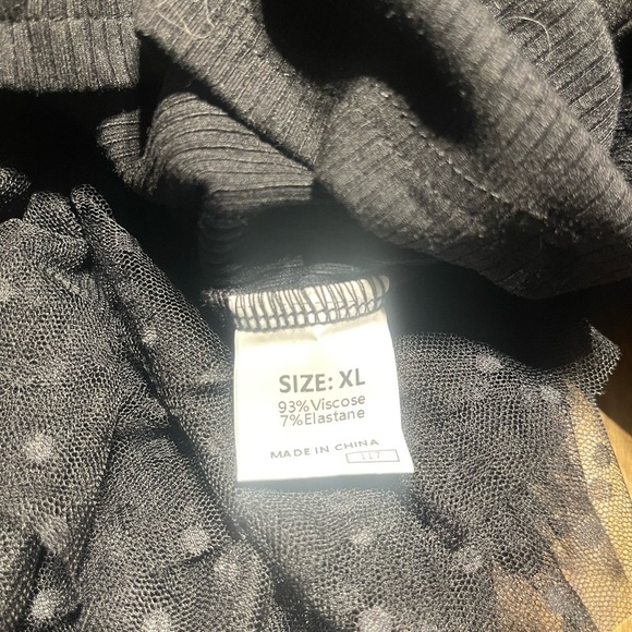 Black Ruffle Sleeve Top XL – Bobo Gothic Dark Academia Sheer Mesh Blouse - Picture 2 of 6